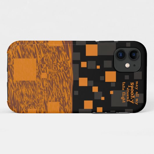 Spooky Dreams Halloween Oranje Black Squares Grey Case-Mate iPhone Case (Achterkant (horizontaal))
