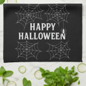 Spooky Drinken Happy Halloween Spiderwebs Haunted Theedoek (Gevouwen)