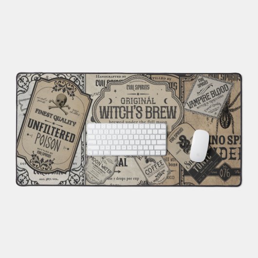 Spooky Drinken labels Halloween, heks tovenaar Bureaumat (Keyboard & Muis)