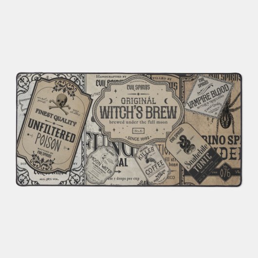 Spooky Drinken labels Halloween, heks tovenaar Bureaumat (Voorkant)