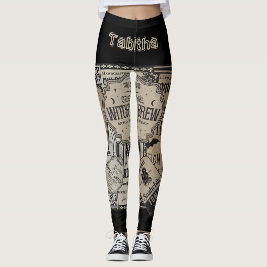 Spooky Drinken labels Halloween, heks tovenaar Leggings (Voorkant)
