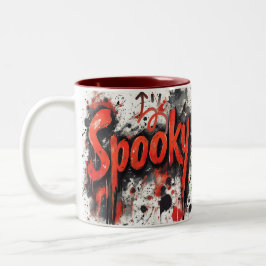 Spooky Drip Halloween Mok-Red interieur Tweekleurige Koffiemok