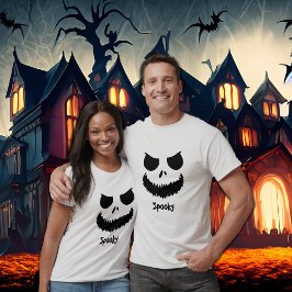 Spooky Dual Face voor- en achterkant Halloween T-shirt