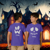 Spooky Dual Wit Gezicht Voor- en Achterkant Hallow T-shirt