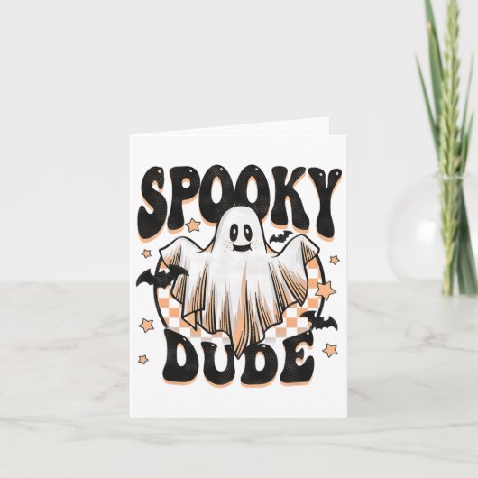 Spooky Dude Groovy Ghost Halloween Kostuum Kinder Kaart (Voorkant)