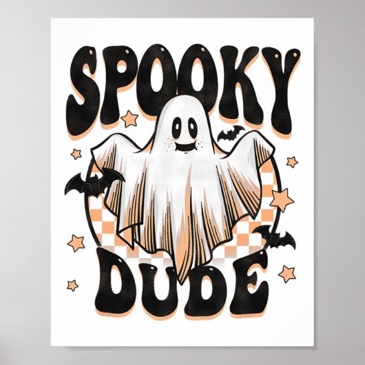 Spooky Dude Groovy Ghost Halloween Kostuum Kinder Poster (Voorkant)