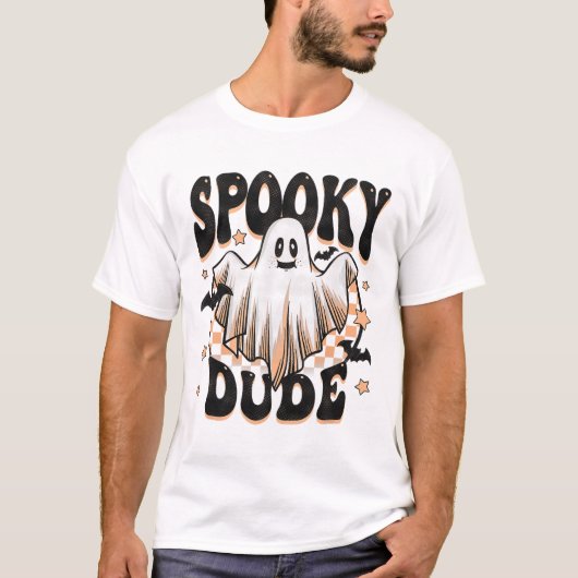 Spooky Dude Groovy Ghost Halloween Kostuum Kinder  T-shirt (Voorkant)