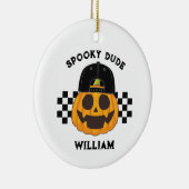 Spooky Dude Naam Retro Pompoen Peuter Halloween Keramisch Ornament (Rechts)