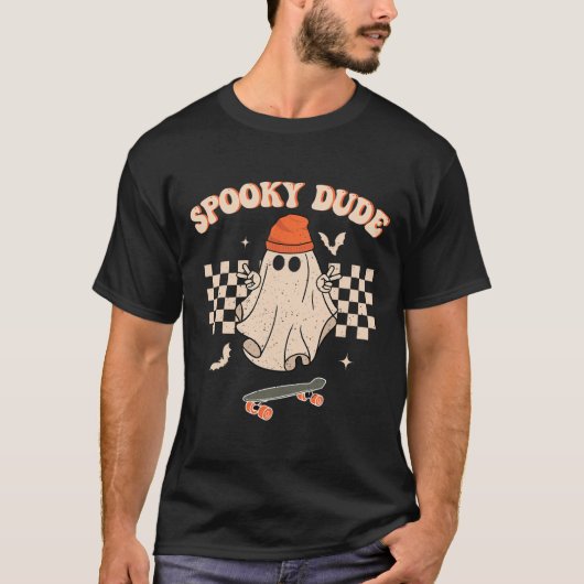 Spooky Dude Peuter Retro Groovy Hippie Halloween T-shirt (Voorkant)