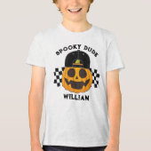 Spooky Dude Retro Pompoen Peuter Jongens Halloween Tri-Blend Shirt (Voorkant)