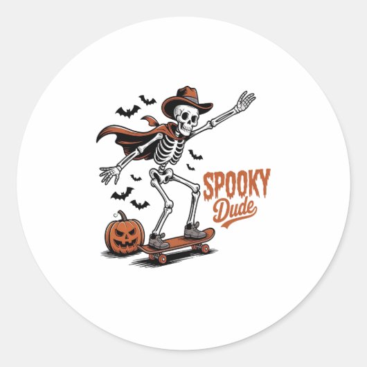 Spooky Dude Spooky Seizoen Ronde Sticker (Voorkant)