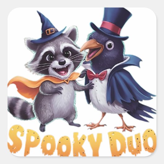 Spooky Duo Vierkante Sticker (Voorkant)
