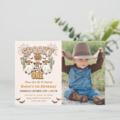 Spooky Een 1e Verjaardag Westerne Party Foto Kaart (Staand voorkant)