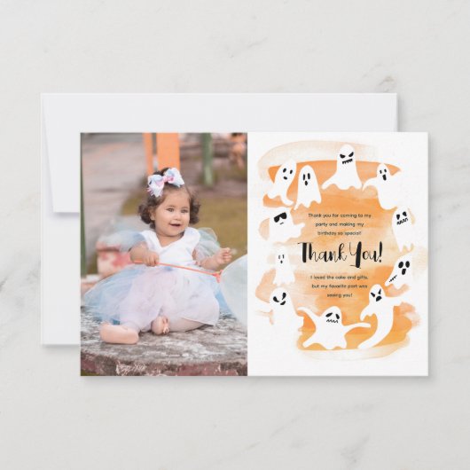 Spooky een eerste Halloween verjaardagsfeestje Bedankkaart (Voorkant)