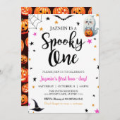 Spooky een eerste verjaardag Halloween uitnodiging (Voorkant / Achterkant)