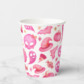 Spooky Een Eerste Verjaardag Roze Geesten Papieren Papieren Bekers (Achterkant)