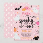 Spooky Een Geest Roze Meisje Halloween 1e Verjaard Kaart (Voorkant / Achterkant)