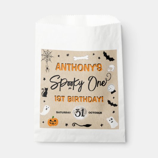 Spooky één! Halloween 1e verjaardagsfeestje Bedankzakje (Voorkant)