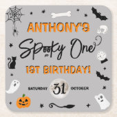 Spooky één! Halloween 1e verjaardagsfeestje Kartonnen Onderzetters (Voorkant)
