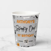 Spooky één! Halloween 1e verjaardagsfeestje Papieren Bekers (Achterkant)