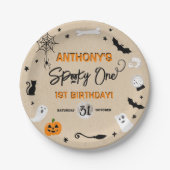 Spooky één! Halloween 1e verjaardagsfeestje Papieren Bordje (Voorkant)