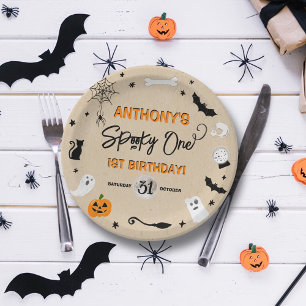 Spooky één! Halloween 1e verjaardagsfeestje Papieren Bordje