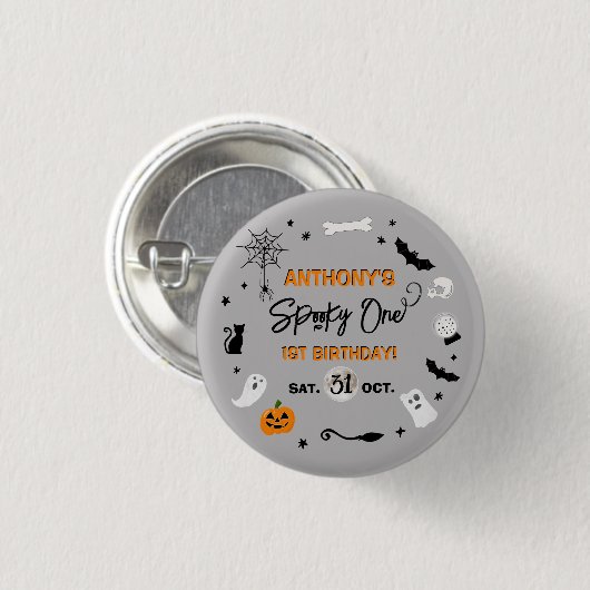 Spooky één! Halloween 1e verjaardagsfeestje Ronde Button 3,2 Cm (Voorkant /achterkant)