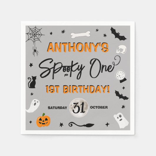 Spooky één! Halloween 1e verjaardagsfeestje Servet (Voorkant)