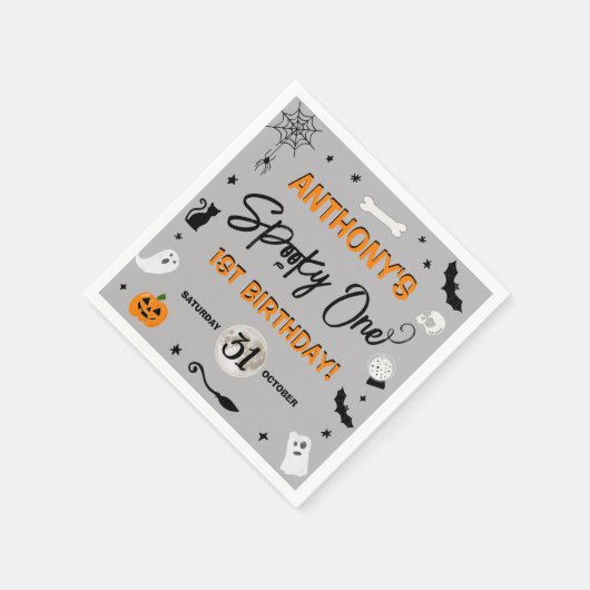 Spooky één! Halloween 1e verjaardagsfeestje Servet (Hoek)