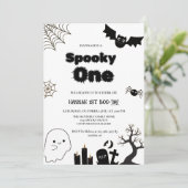 Spooky een Halloween eerste verjaardagsfeest Kaart (Staand voorkant)