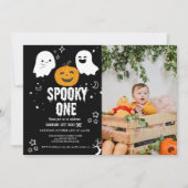 Spooky een Halloween eerste verjaardagsfeestje Inv Kaart (Voorkant)