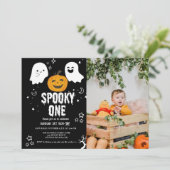 Spooky een Halloween eerste verjaardagsfeestje Inv Kaart (Staand voorkant)
