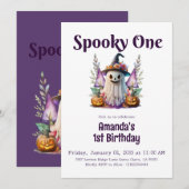 Spooky Een Halloween Ghost Eerste Verjaardagsfeest Kaart (Voorkant / Achterkant)