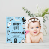 Spooky Een Halloween Ghost meisje 1e verjaardag fe Kaart (Staand voorkant)
