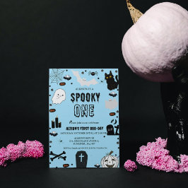 Spooky Een Halloween Ghost meisje 1e verjaardag fe Kaart