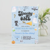 Spooky Een Halloween jongen 1e verjaardag uitnodig Kaart (Staand voorkant)