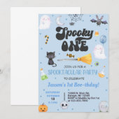Spooky Een Halloween jongen 1e verjaardag uitnodig Kaart (Voorkant / Achterkant)