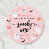 Spooky Een Halloween Leuke Ghost 1e Verjaardag Bedankjes Labels (Voorkant)