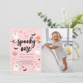 Spooky Een Halloween Leuke Ghost 1e Verjaardag Fot Kaart (Staand voorkant)