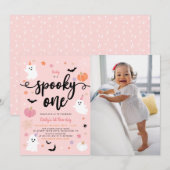 Spooky Een Halloween Leuke Ghost 1e Verjaardag Fot Kaart (Voorkant / Achterkant)