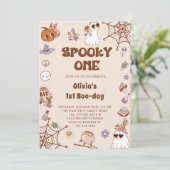 Spooky Een Halloween Leuke Ghost 1e Verjaardag Kaart (Staand voorkant)