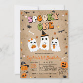 Spooky Een Halloween Leuke Ghost 1e Verjaardag Kaart (Voorkant)