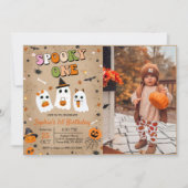 Spooky Een Halloween Leuke Ghost 1e Verjaardag Kaart (Voorkant)