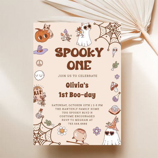 Spooky Een Halloween Leuke Ghost 1e Verjaardag Kaart
