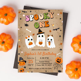 Spooky Een Halloween Leuke Ghost 1e Verjaardag Kaart