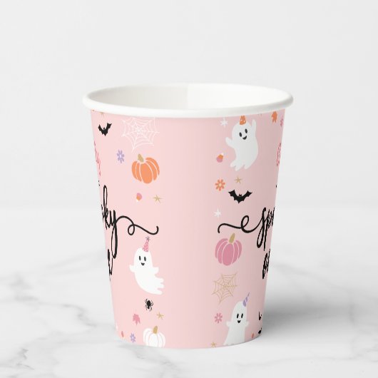 Spooky Een Halloween Leuke Ghost 1e Verjaardag Papieren Bekers (Links)