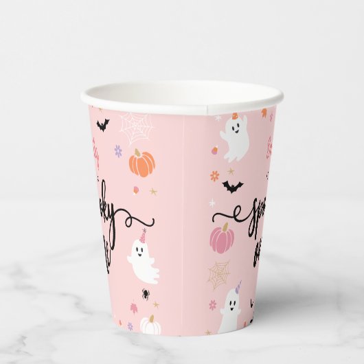 Spooky Een Halloween Leuke Ghost 1e Verjaardag Papieren Bekers (Rechts)