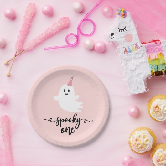 Spooky Een Halloween Leuke Ghost 1e Verjaardag Papieren Bordje (Feest)