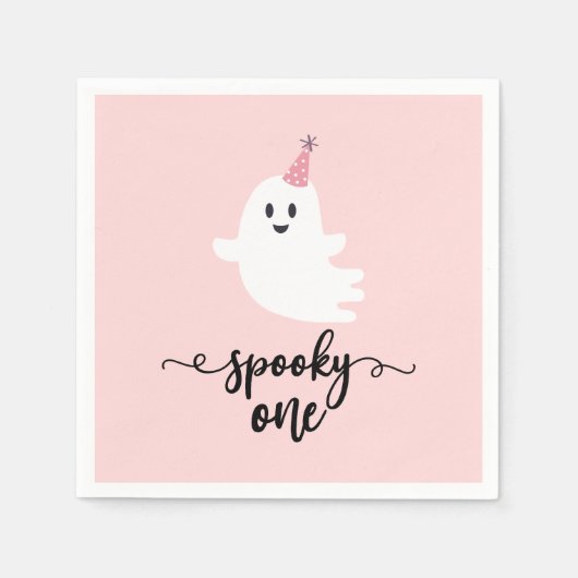 Spooky Een Halloween Leuke Ghost 1e Verjaardag Servet (Voorkant)
