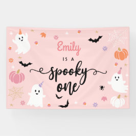 Spooky Een Halloween Leuke Ghost 1e Verjaardag Spandoek
